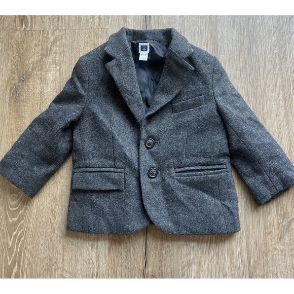 Janie & Jack Baby Boys Gray Wool Blend Jacket Blazer Sz 6-12 Months Formal Coat - Picture 1 of 7
